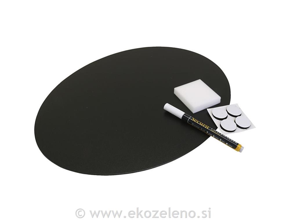 Črna tabla - ovalna , 47x32x0,3 cm